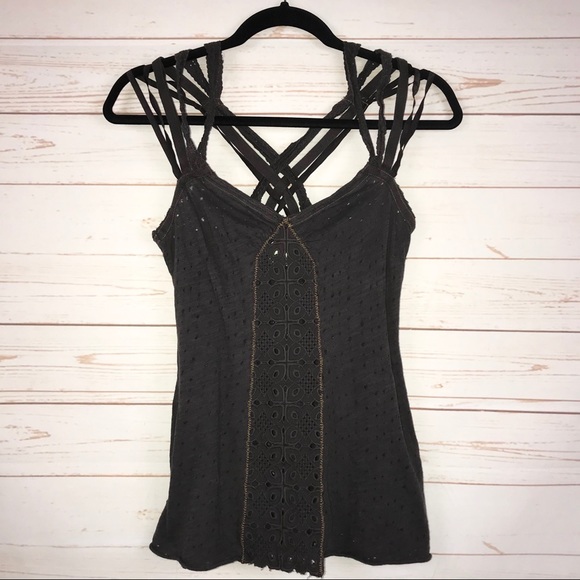 Free People Tops - Free People Eyelet Strappy Tank Top Sz S